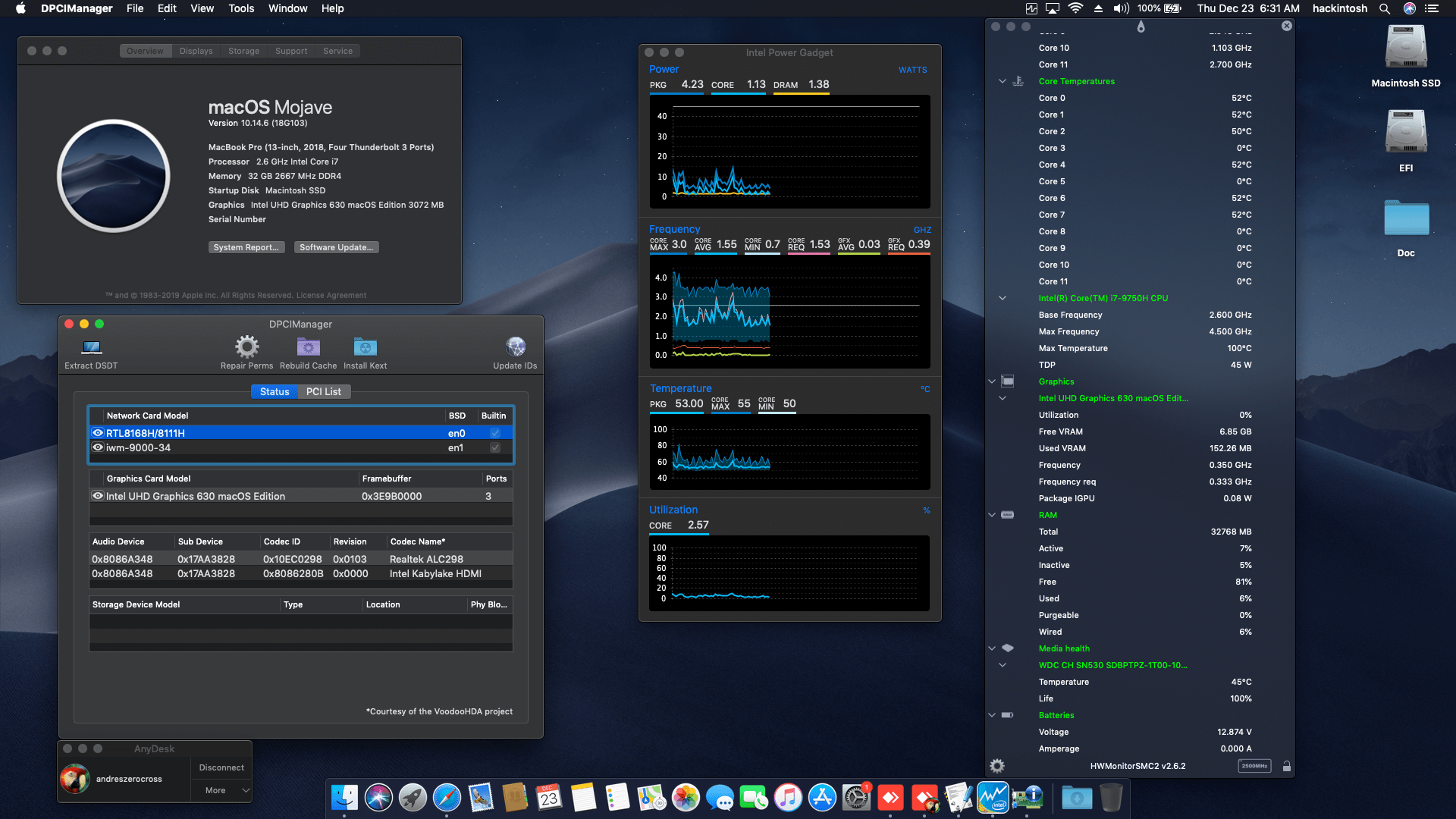 Success Hackintosh macOS Mojave 10.14.6 Build 18G103 in Lenovo Legion Y740-15IRHG
